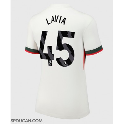 Zenski Nogometni Dres Chelsea Romeo Lavia #45 Gostujuci 2025-26 Kratak Rukav Zenski Nogometni Dres Chelsea Romeo Lavia #45 Gostujuci 2025-26 Kratak Rukav